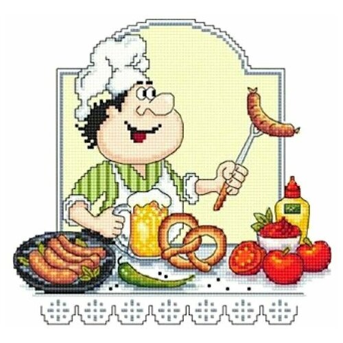 Набор для вышивания Сделано с любовью Баварские колбаски 21x21 см, Мужчины Еда Овощи Люди набор для вышивания сделано с любовью королевская креветка 15x18 см еда овощи еда