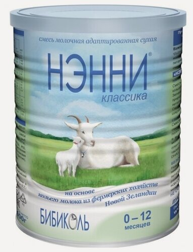 Изображение товара Молочная смесь Бибиколь нэнни Классика на основе козьего молока с 0 до 12 мес 400 г
