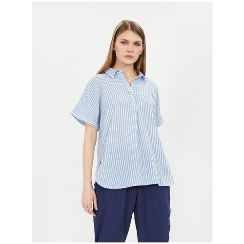 Блузка BAON женская, модель: B191017, цвет: COLD BLUE STRIPED, размер: XXL