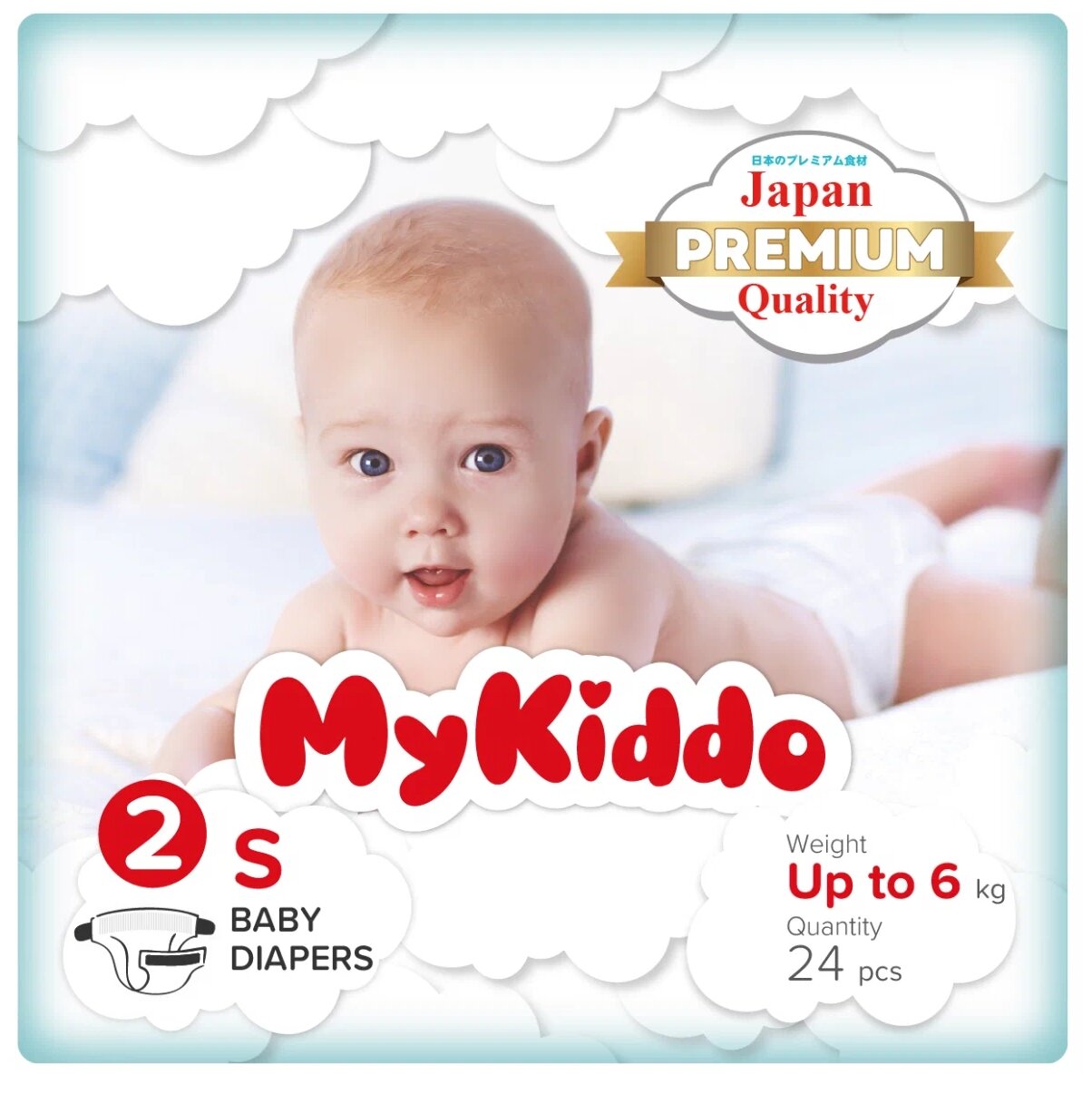 Подгузники детские на липучках MyKiddo Premium S (до 6 кг) 24 шт