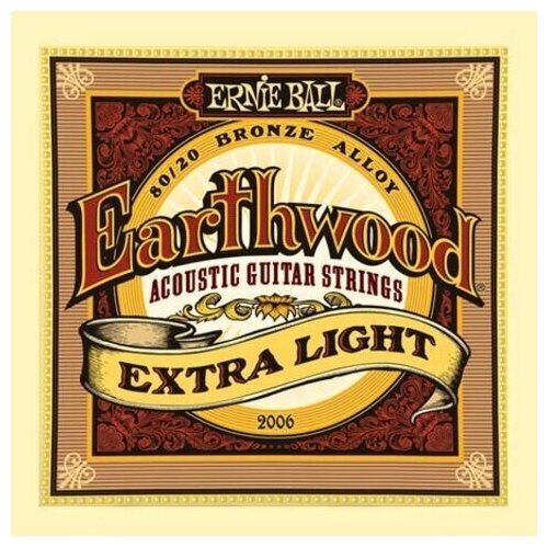 P02006 Earthwood Extra Light Комплект струн для акустической гитары, бронза, 10-50, Ernie Ball ernie ball 3006 набор из 3х комплектов для акуст гитары earthwood extra light 80 20 10 50