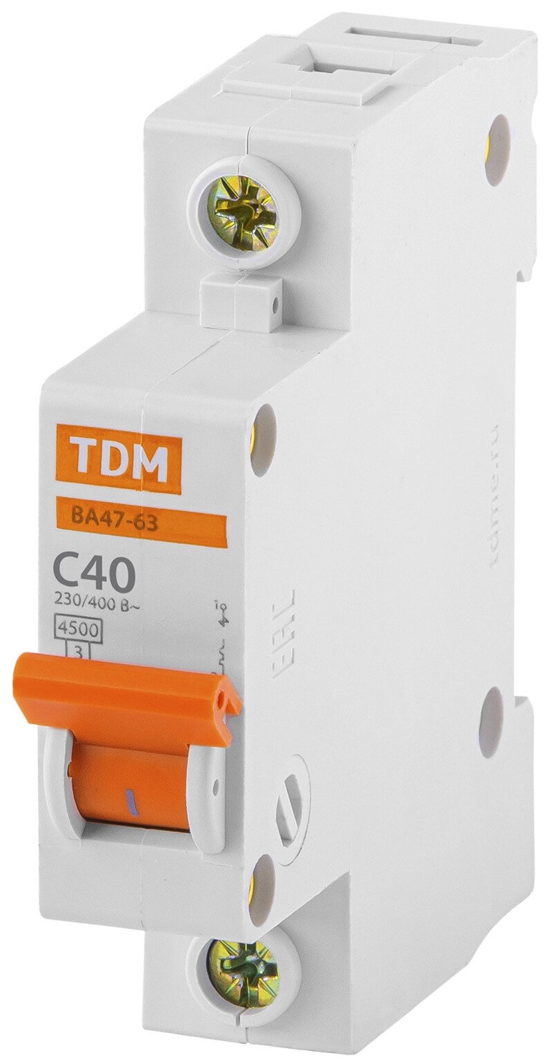 TDM ELECTRIC Выключатель автоматический TDM ВА47-63, 1п, 40 А, 4.5 кА - фотография № 1