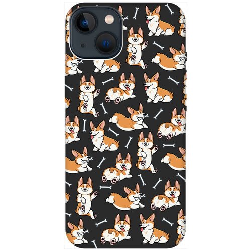 Силиконовый чехол на Apple iPhone 14 Plus / Эпл Айфон 14 Плюс с рисунком Corgi Pattern Soft Touch черный силиконовый чехол на apple iphone 14 plus эпл айфон 14 плюс с рисунком fck pattern soft touch розовый