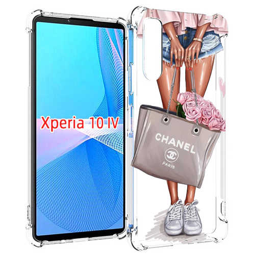 Чехол MyPads Девушка-с-сумкой женский для Sony Xperia 10 IV (10-4) задняя-панель-накладка-бампер