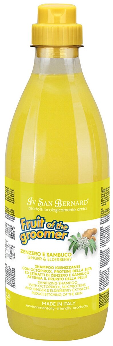 Шампунь Iv San Bernard Fruit of the Groomer Ginger&Elderbery для любого типа шерсти против раздражений и перхоти 500 мл - фотография № 2