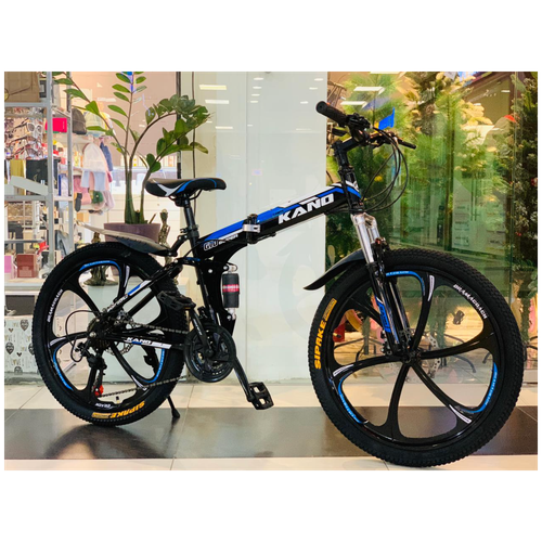 фото Складной горный велосипед на литых дисках kano 24'' черный/синий