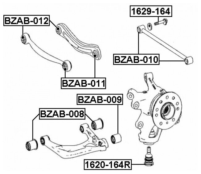 Сайлентблок задней тяги для mercedes-benz ml-class 164 04-11 Febest BZAB012