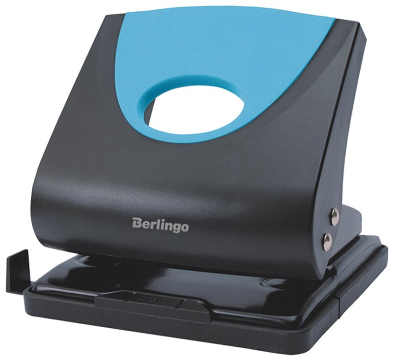 Дырокол Berlingo "Office Soft" 30л, пластиковый, синий, с линейкой