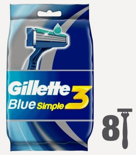 Изображение товара Бритвы одноразовые Gillette Blue Simple3, 8шт
