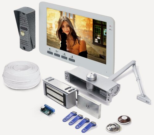 Изображение товара Набор: цветной домофон 8-дюймов EP-4805 и замок Power Lock 400G вызывная панель (домофон замок цена) в подарочной упаковке