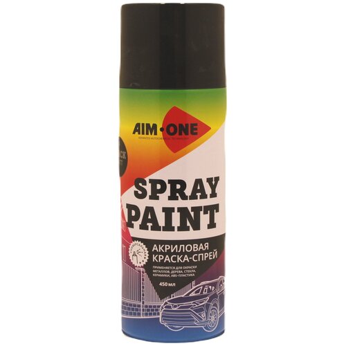 AIM-ONE Краска-спрей черная матовая 450мл (аэрозоль). Spray paint black matt SP-MB4