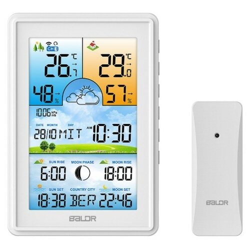 Многофункциональная беспроводная метеостанция BALDR B0360WST2H2PR-V2 белый с цветным дисплеем 396000₽
