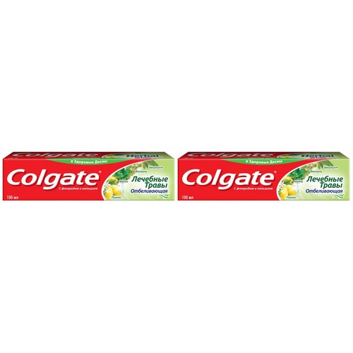 Colgate Зубная паста Лечебные травы Отбеливающая, 100 мл, 2 шт зубная паста для чувствительных зубов и десен свежая мята от кариеса отбеливающая dentalux complex 3 2 шт х 125 мл