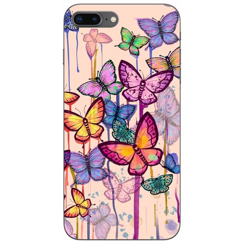 Силиконовый чехол Mcover для Apple iPhone 7 Plus с рисунком Бабочки разноцветные Акварелью силиконовый чехол mcover на apple iphone 14 pro с рисунком бабочки разноцветные акварелью