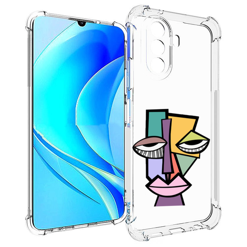 Чехол MyPads лицо из квадратиков с глазами женский для Huawei Nova Y70 / Nova Y70 Plus (MGA-LX9N) / Huawei Enjoy 50 задняя-панель-накладка-бампер чехол mypads модная девочка из микки мауса женский для huawei nova y70 nova y70 plus mga lx9n huawei enjoy 50 задняя панель накладка бампер