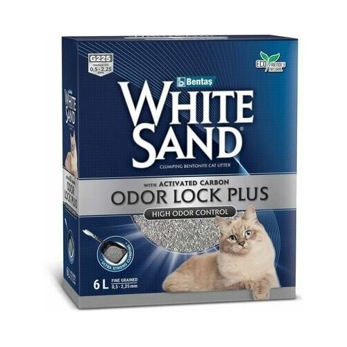 White Sand комкующийся наполнитель С усиленной блокировкой запахов с активированным углем, без запаха, коробка