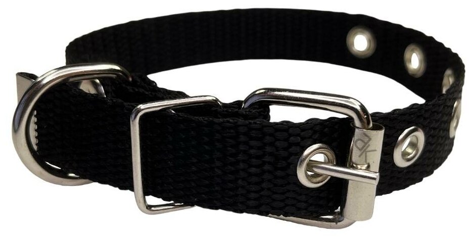 фото Ошейник для собак мелких пород нейлоновый черный ширина 20 мм обхват шеи макс 33, мин 21 (до 15 кг) / ошейник нейлоновый с пряжкой