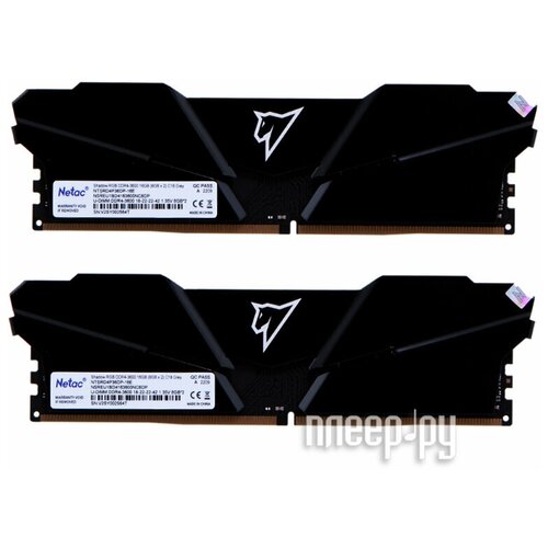 Оперативная память DDR4 Netac Shadow RGB 16GB 2x8GB 3600MHz CL18 135V NTSRD4P36DP-16E Gray with radiator 545200₽