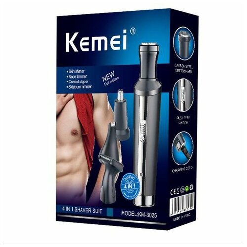 Триммер Kemei KM-3025 4 в 1 электрическая машинка для стрижки волос для носа гравировка бакенбард аккумуляторная батарея 150900₽