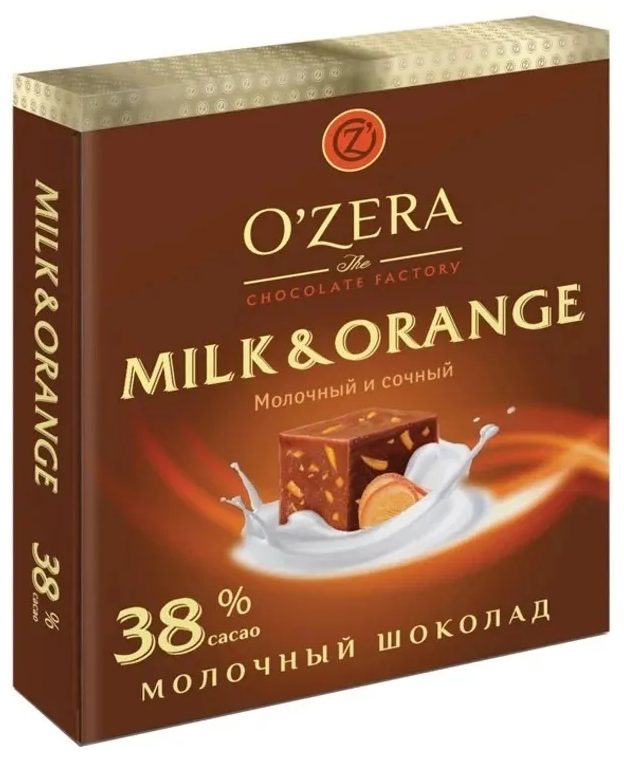Шоколад молочный OZera Milk & Orange 38%, 6 упаковок по 90 г, по 12 кубиков в каждой упаковке - фотография № 2