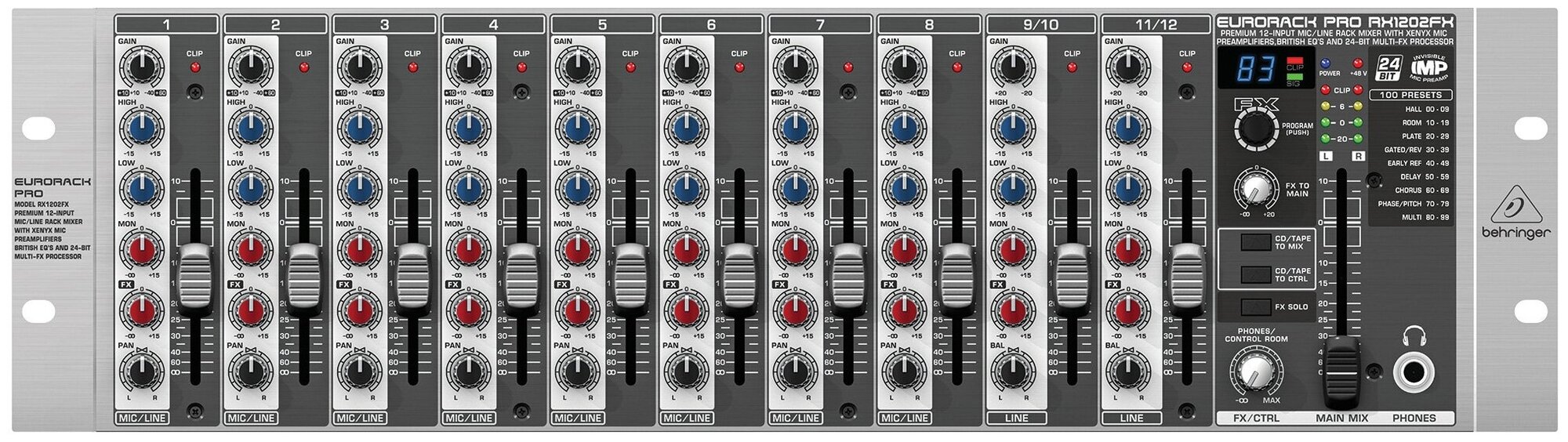 Behringer RX1202FX Eurorack Pro малошумящий рэковый микшерный пульт