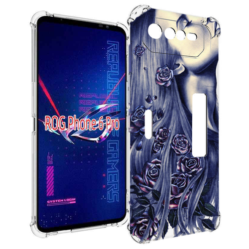 Чехол MyPads Девушка с розами женский для Asus ROG Phone 6 Pro задняя-панель-накладка-бампер