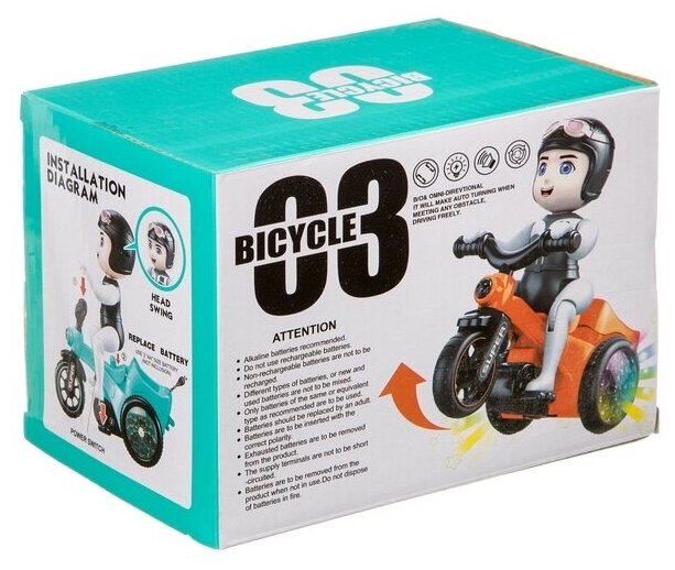 Игрушка "Мотоциклист", на батарейках, движение, свет, звук, пластик (Б98215)