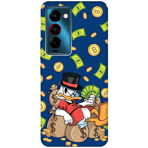 Матовый чехол Rich Scrooge для Tecno Camon 18 Premier / Техно Камон 18 Премьер с 3D эффектом синий матовый чехол avo cardio для tecno camon 18 premier техно камон 18 премьер с 3d эффектом черный