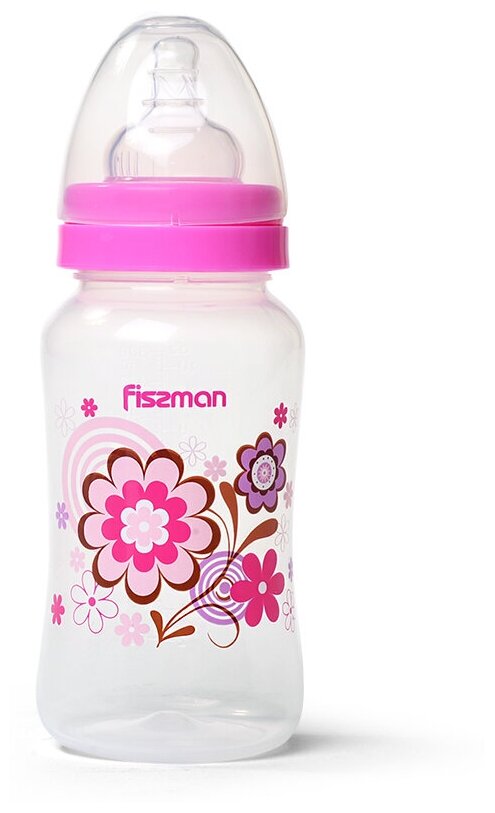 Fissman Бутылочка пластиковая с широким горлом 300 мл 689068916892, с рождения, розовый