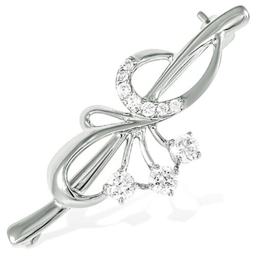 Брошь The Jeweller, серебро, 925 проба, фианит
