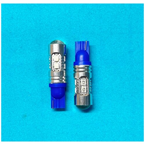 Автомобильные светодиодные лампы T10 Samsung 15W Синего свечения с линзой