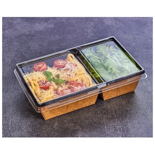 Салатник двухсекционный, черный, 20 х 12 х 5,5 см, 0,8 л