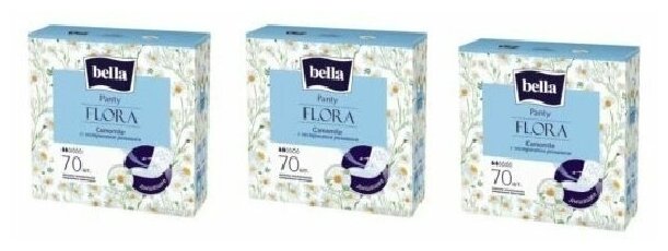 Прокладки ежедневные panty flora camomile BELLA, с экстрактом ромашки, 70 шт./уп, 3 упаковки