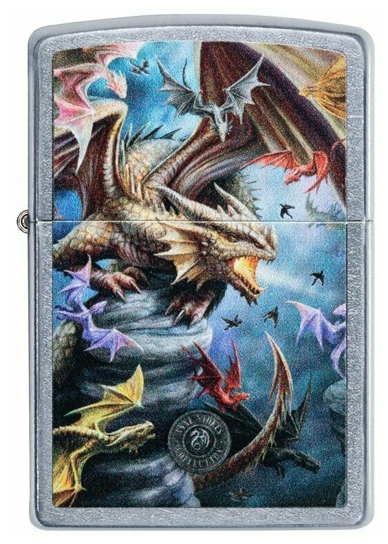 Подарочный набор ZIPPO ( Зажигалка ZIPPO 49104 Anne Stokes Design, серебристая, с покрытием Street Chrome + кремни + топливо, 125 мл ) - фотография № 5