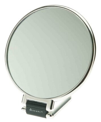 Зеркало настольное DEWAL, пластик, серебристое 14х23см MR-330