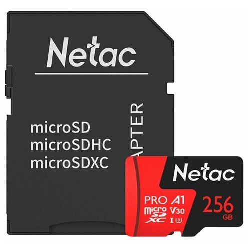 Карта памяти Netac P500 Extreme Pro 128GB + SD adapter (NT02P500PRO-128G-R) (красный) карта памяти netac microsdxc 512 гб class 10 v30 a1 uhs class 3 r 100 мб с адаптер на sd