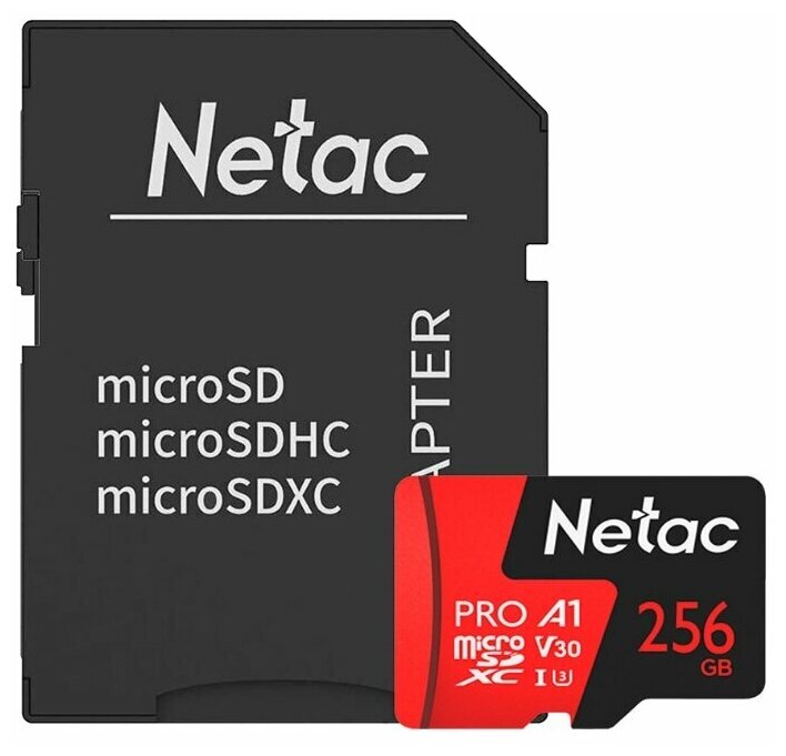 Карта памяти Netac P500 Extreme Pro 128GB + SD adapter (NT02P500PRO-128G-R) (красный)