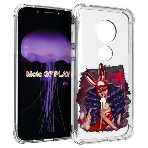 Чехол MyPads девушка-с-текучей-маской женский для Motorola Moto G7 Play задняя-панель-накладка-бампер