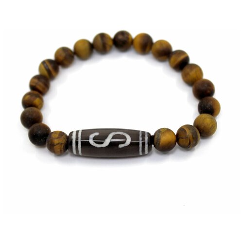 фото Handinsilver ( посеребриручку ) браслет из матового камня тигровый глаз 8мм с денежной бусиной дзи