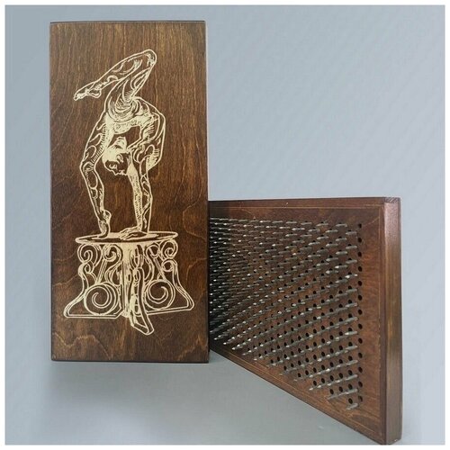 фото Доска садху с динамическими гвоздями, шаг 10мм, цвет венге модель цирк (гимнастка) - 327 сила души и тела