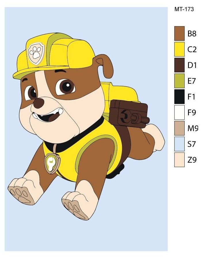 Детская картина по номерам MT-173 "Мультсериал Щенячий патруль. Крепыш" 20х30