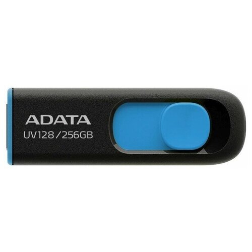 Флешка USB A-Data DashDrive UV128 256ГБ, USB3.0, черный и синий [auv128-256g-rbe]