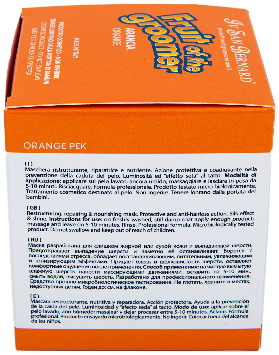 Маска Iv San Bernard Fruit of the Groomer Orange, восстанавливающая для слабой выпадающей шерсти с силиконом 250 мл - фотография № 4