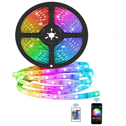 Умная светодиодная лента, набор RGB подсветки Smart Led Strip с пультом, 5050RGB, 5 метров, 12В, 220В, IP65, 54 LED/метр