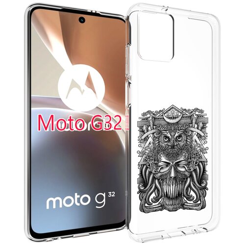 Чехол MyPads зубастая сова для Motorola Moto G32 задняя-панель-накладка-бампер