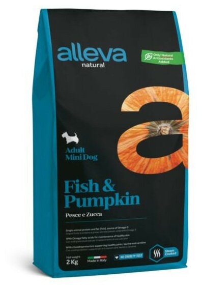 Alleva Natural Adult Fish & Pumpkin Mini сухой корм для взрослых собак с рыбой и тыквой - 2 кг