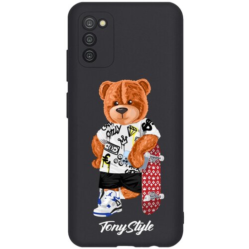 черный силиконовый чехол для samsung galaxy s20 ultra tony style со скейтом Черный силиконовый чехол для Samsung Galaxy A03S Tony Style со скейтом