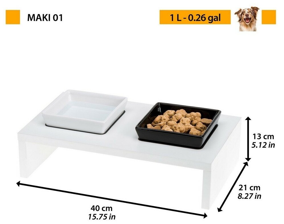 Ferplast Деревянная подставка Maki 01 с керамическими мисками 40 x 21 x 13 см. - фотография № 8