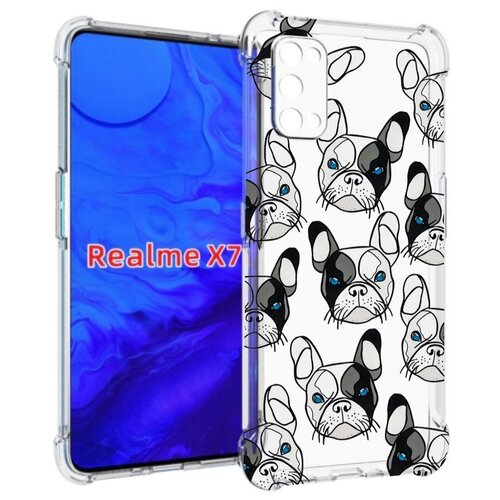 Чехол задняя-панель-накладка-бампер MyPads мини-собачки-черно-белый для Realme X7