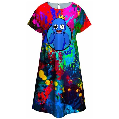 Детское принтованное платье Rainbow Friends Blue (17000) 134 см